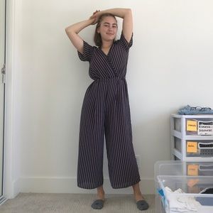 Navy V-neck Jumpsuit